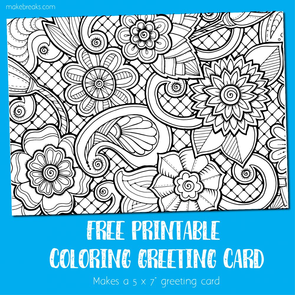 Coloring Card Greeting Card To Color Make Breaks