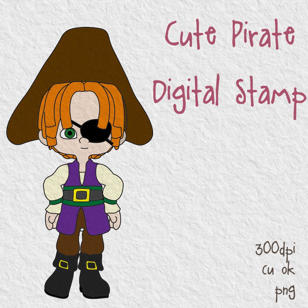 Cute Pirate Free Digital Stamp