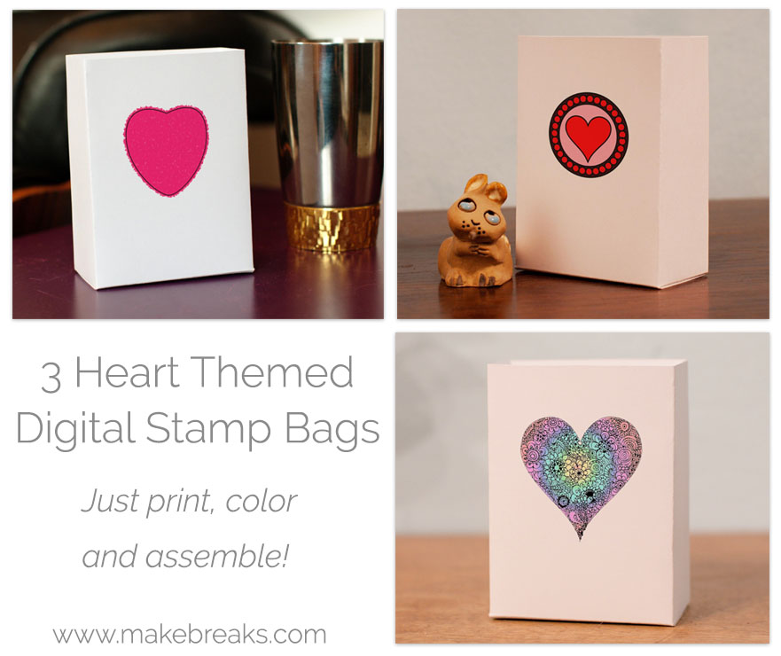 Free Heart Digital Stamp Gift Bags