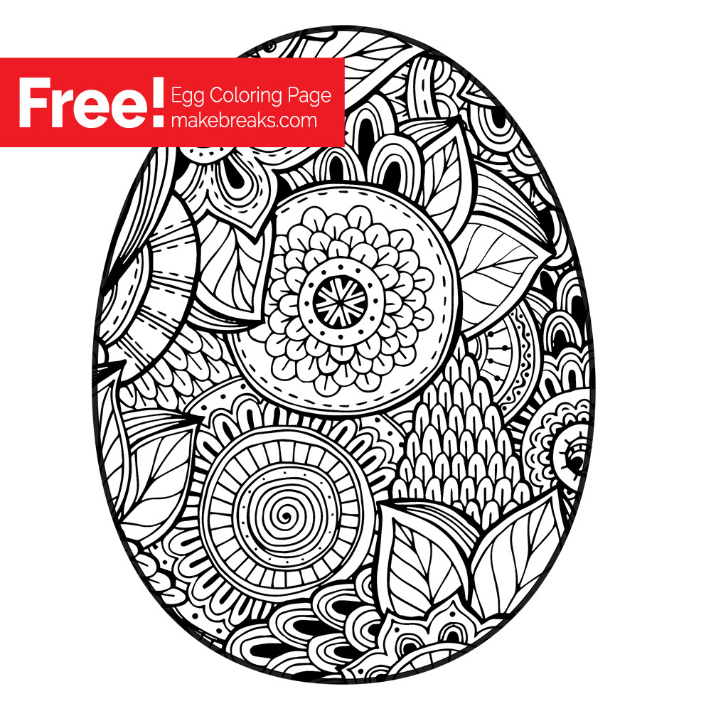 Free Easter Egg Coloring Page Make Breaks