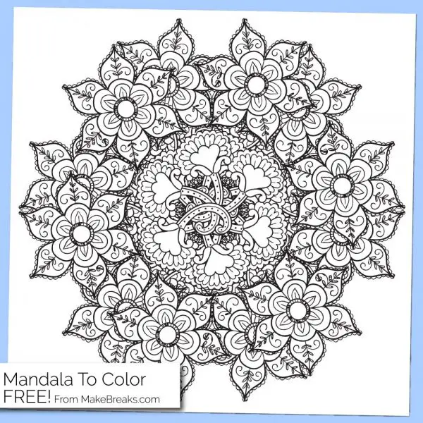 Free Printable Mandala Coloring Page 3 - Make Breaks