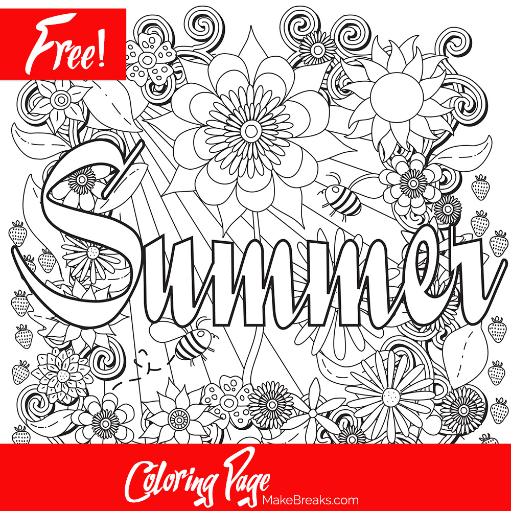 free printable summer coloring page make breaks