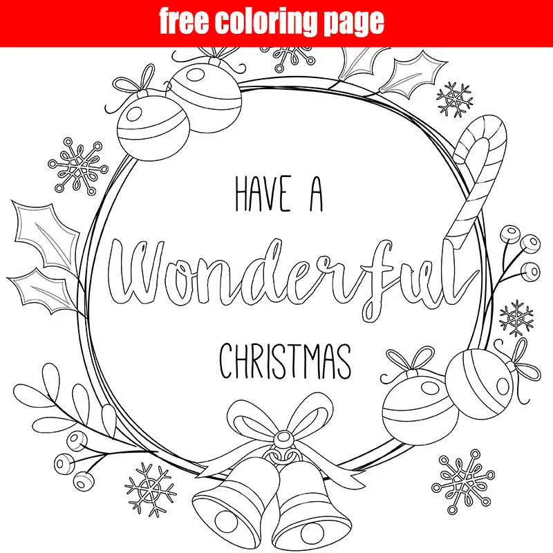 Free Printable Christmas Wreath Coloring Page Make Breaks