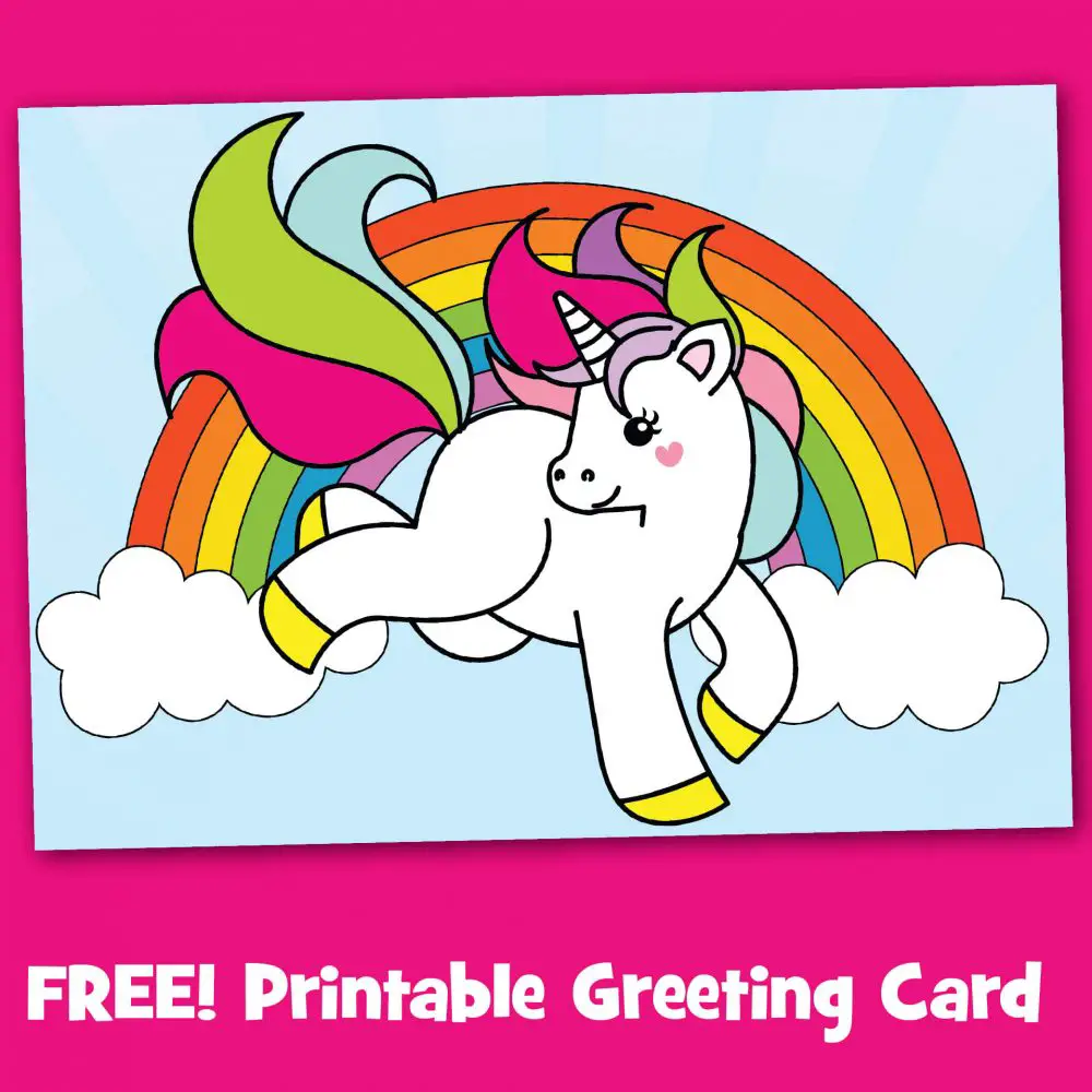 Free printable unicorn greeting card