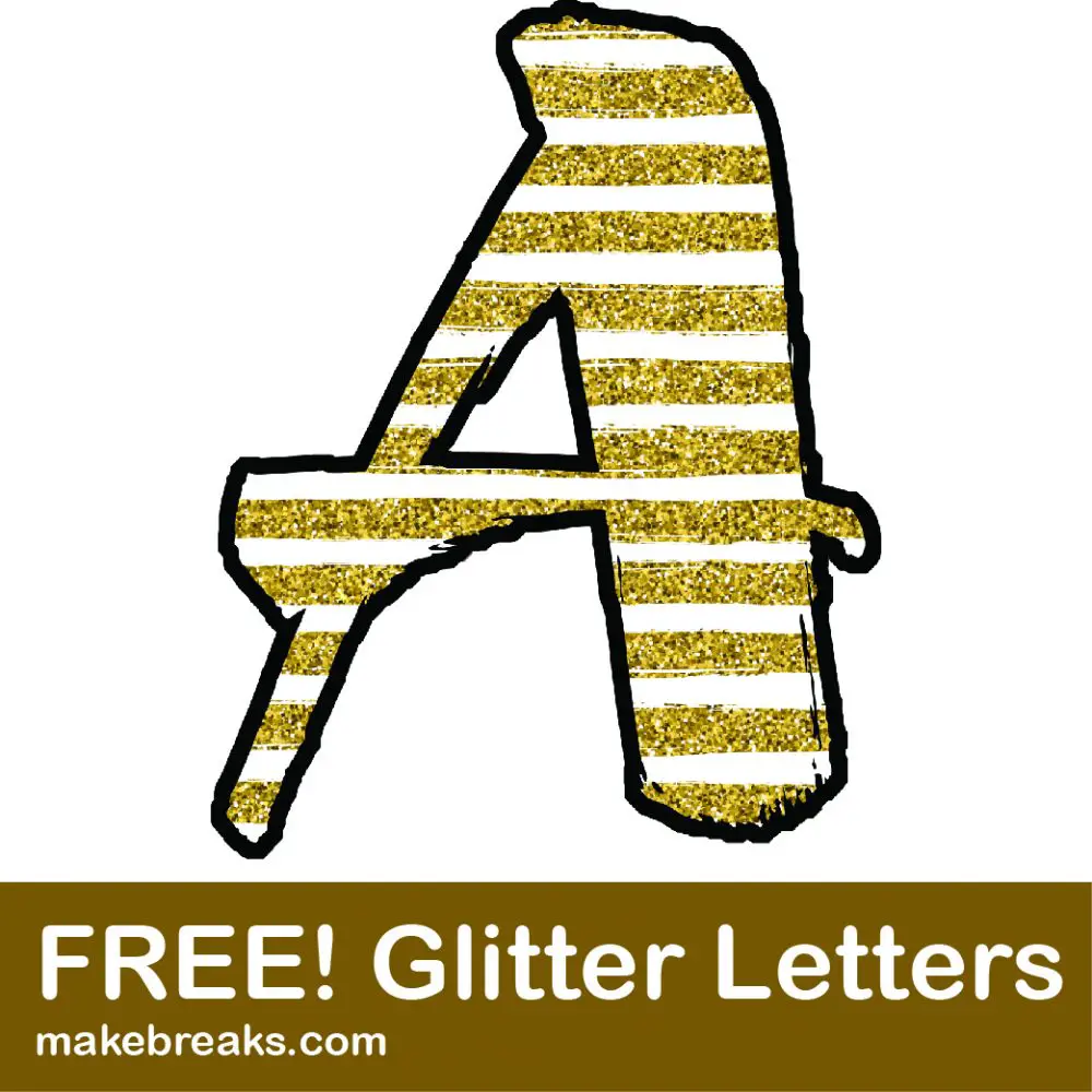 Glitter Striped Letters to Print