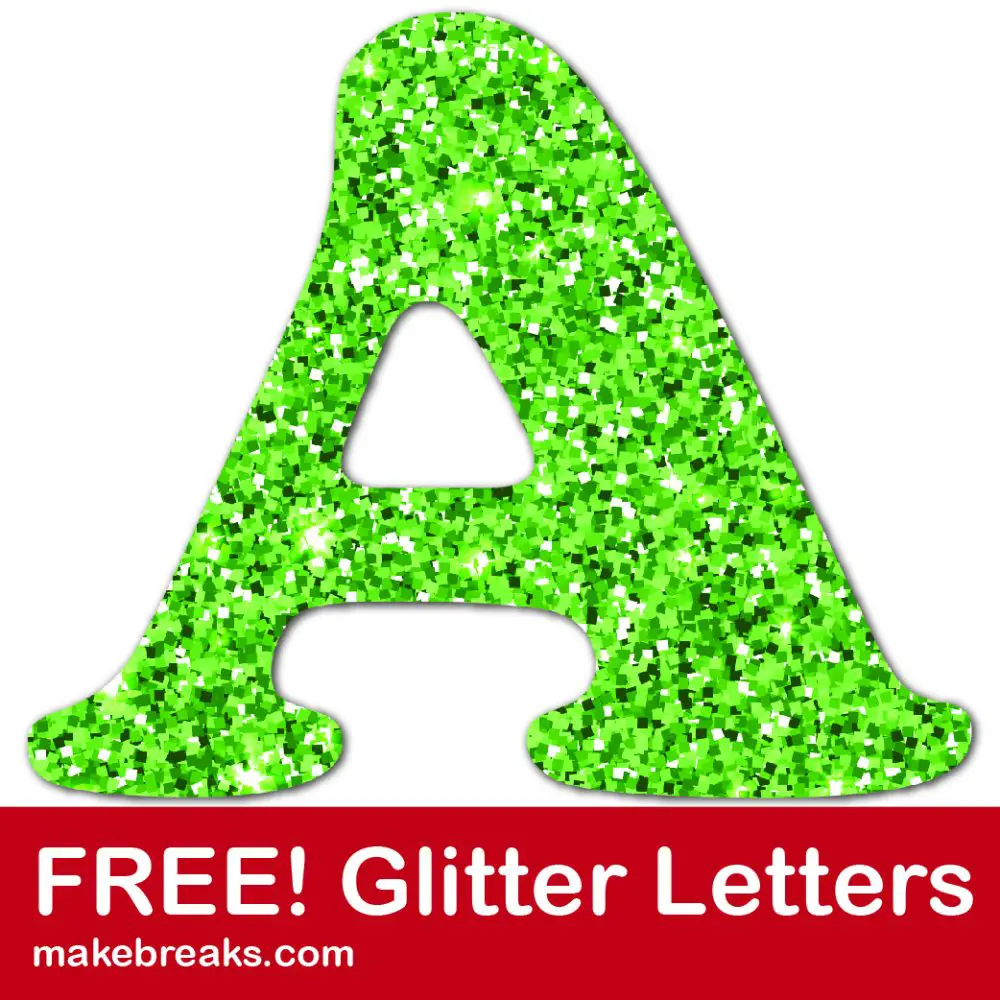 Free green glitter letters