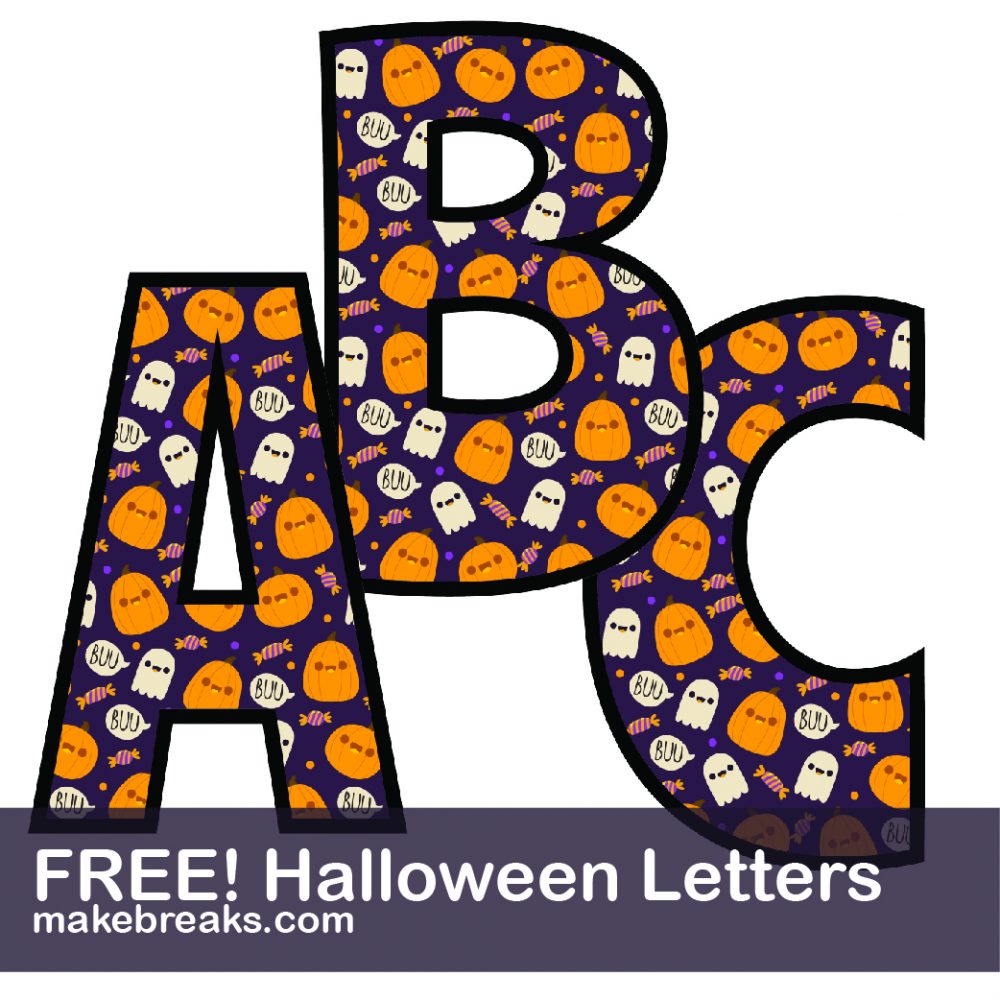 Halloween Free Printable Alphabet Purple & Orange Make Breaks