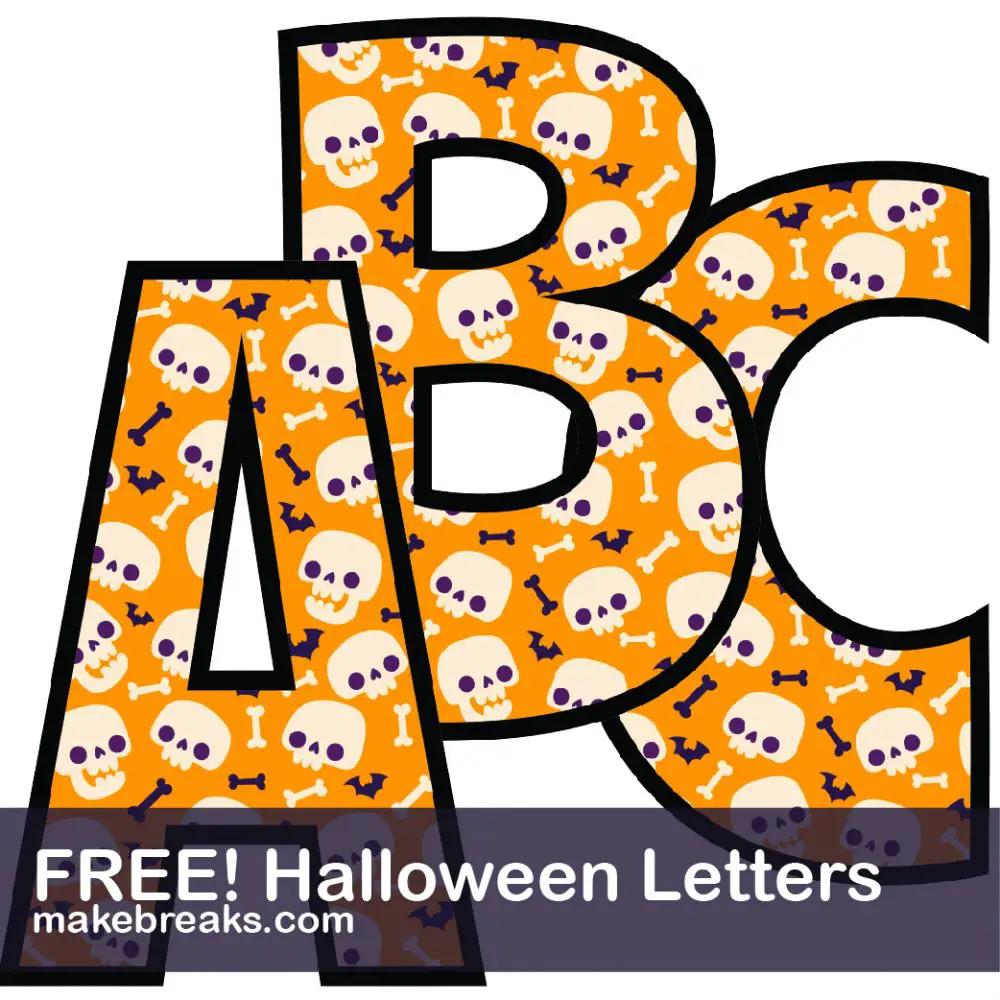 Halloween Free Printable Alphabet Orange & Cute Skulls Make Breaks