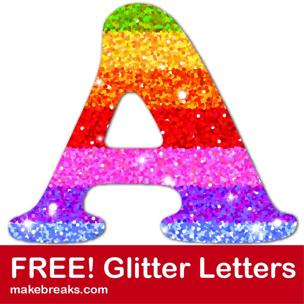 Rainbow glitter letter to download