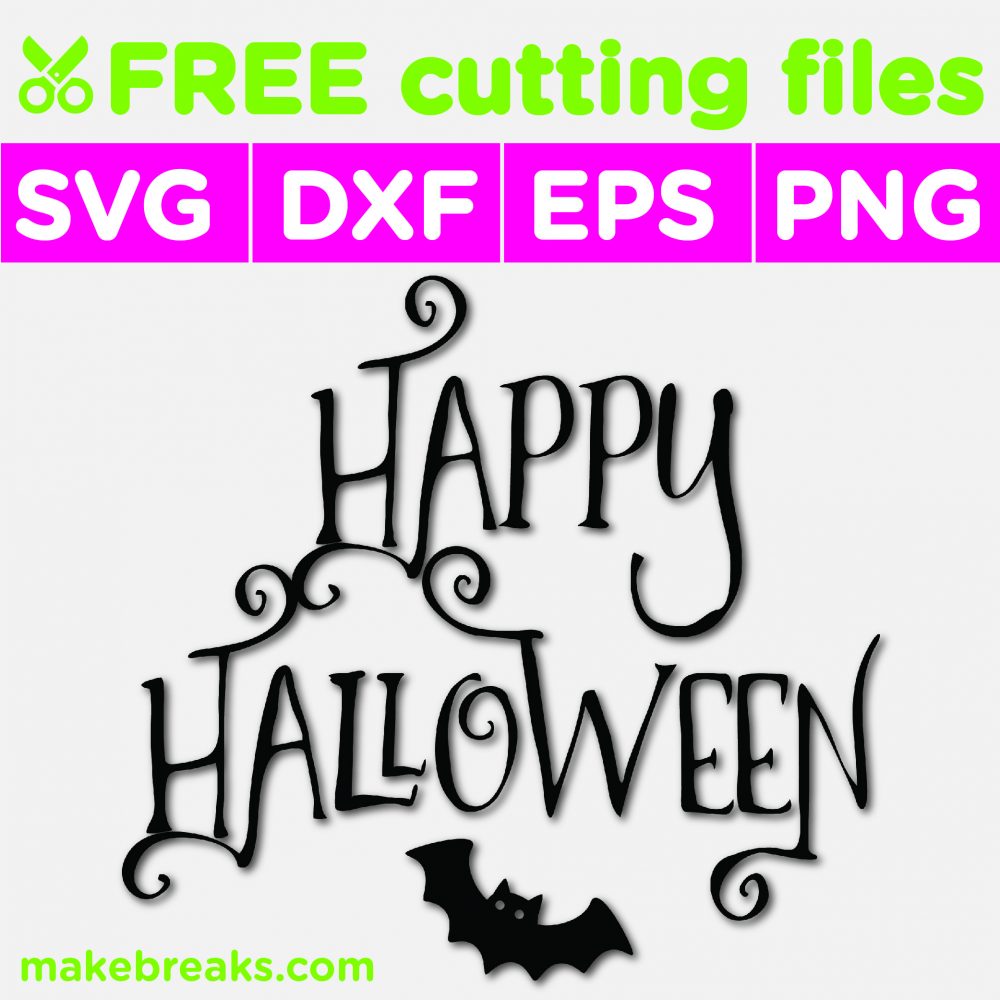 Happy Halloween image svg file with little bat design