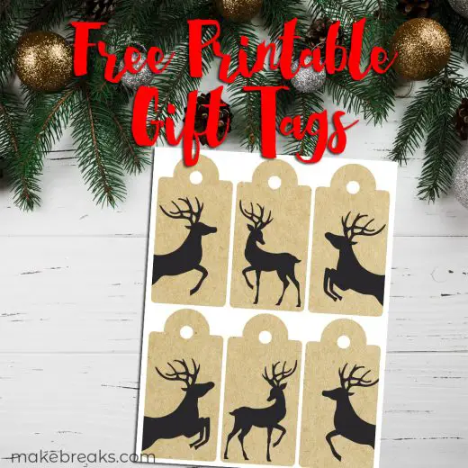 Reindeer Kraft Paper Free Printable Gift Tags - Make Breaks