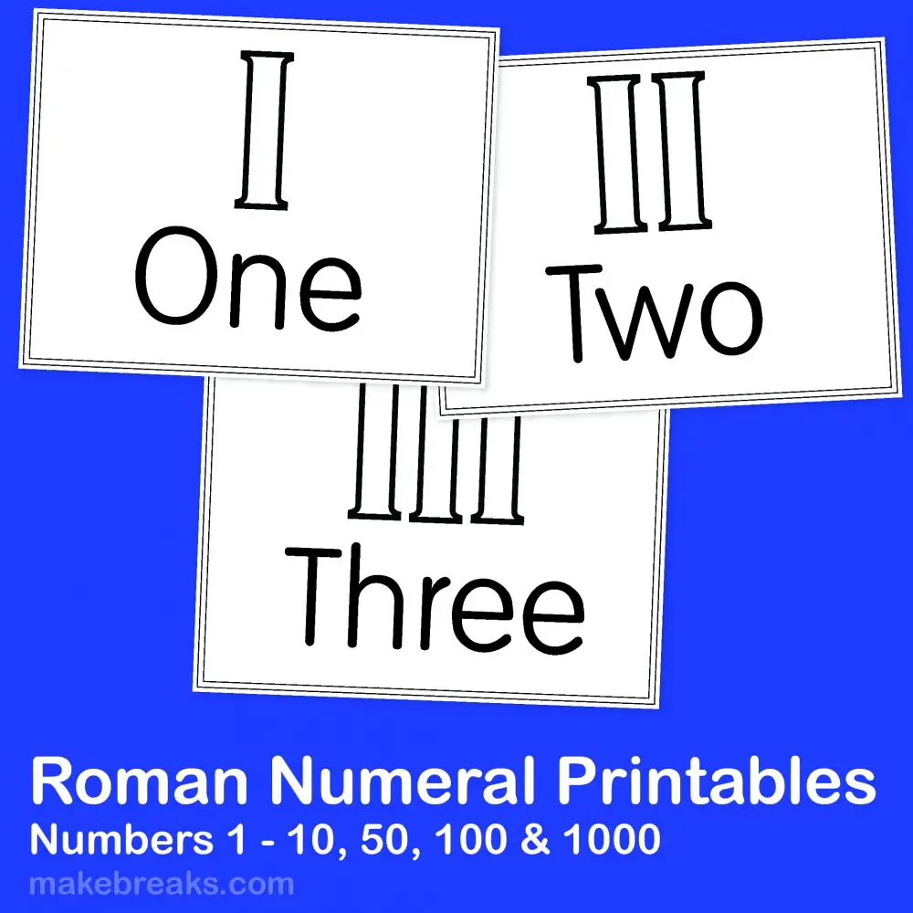 Roman Numerals Printables For Teachers