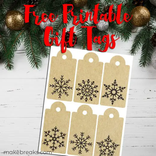 Snowflake Kraft Paper Free Printable Gift Tags - Make Breaks