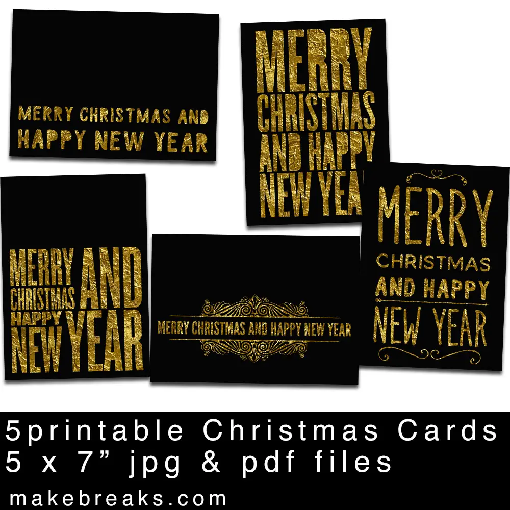Free Black and Gold Christmas Cards