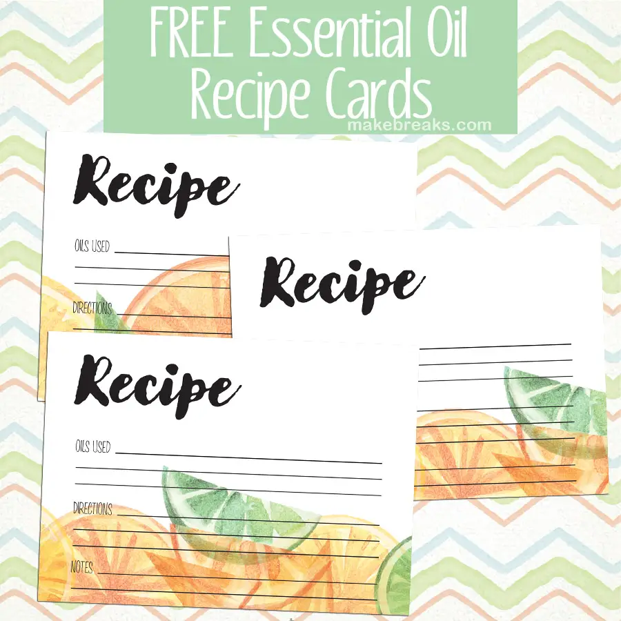 Free Essential Oils Recipe Cards Citrus Design Make Breaks