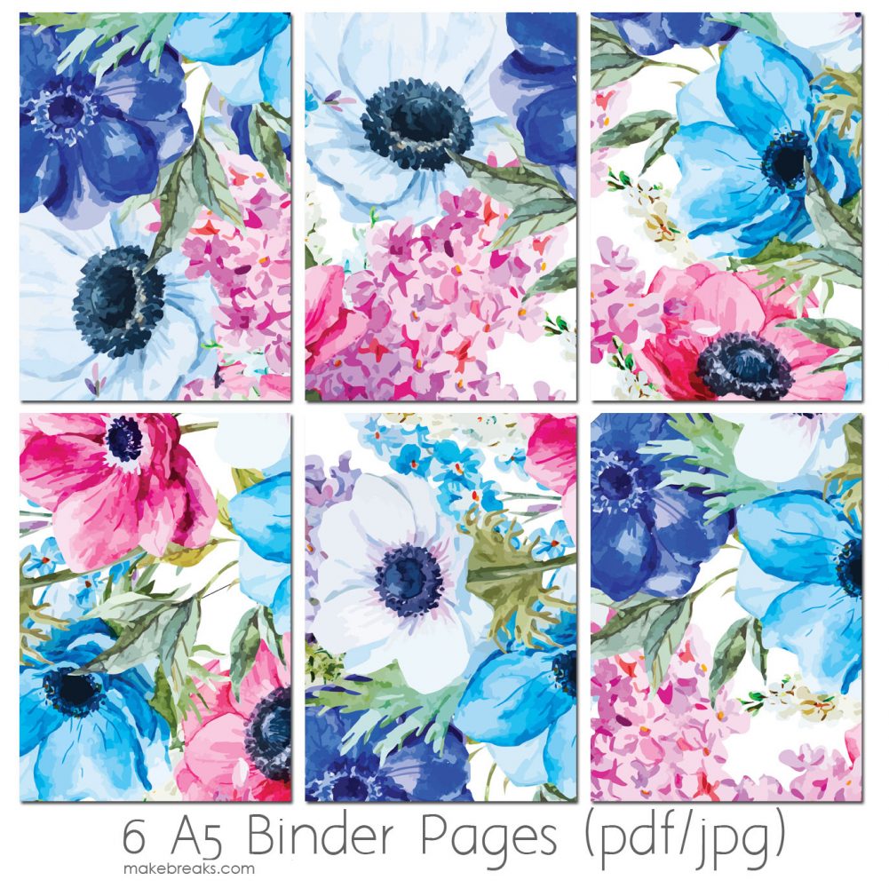 a5 floral planner dividers