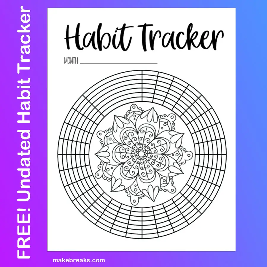 Undated Habit Tracker With Mandala to Color