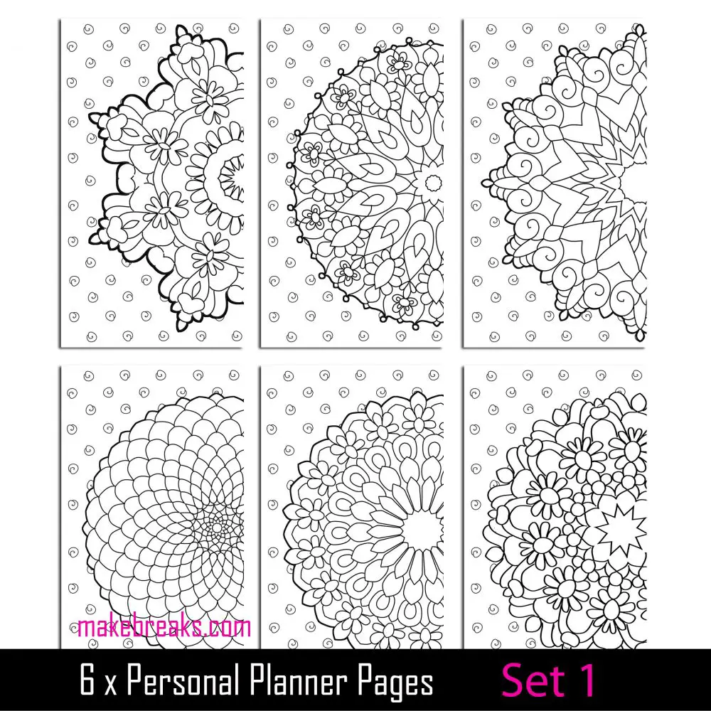 Coloring Page Personal Planner Dividers – Set 1