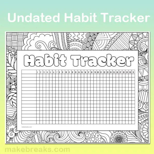 Undated Habit Tracker to Color