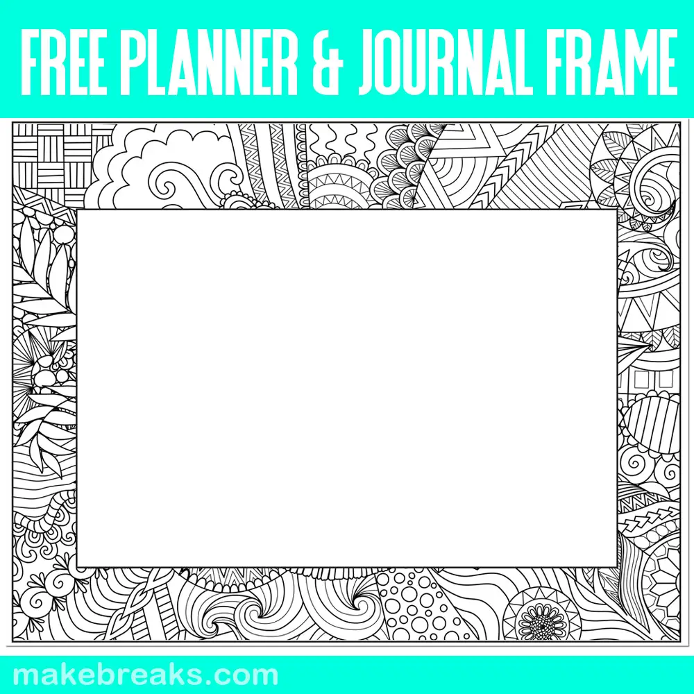 Empty Planner and Journal Frame to Color