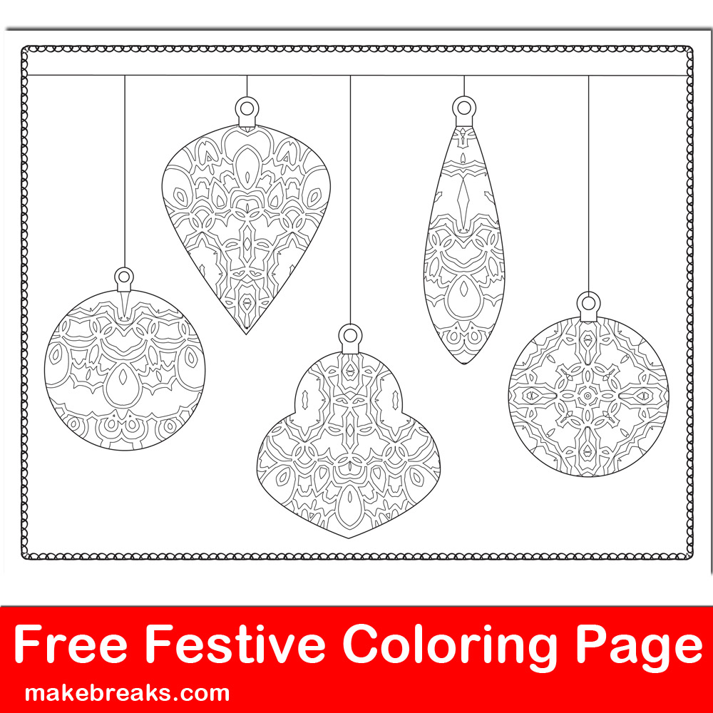 Free Christmas Holiday Ornament Coloring Page