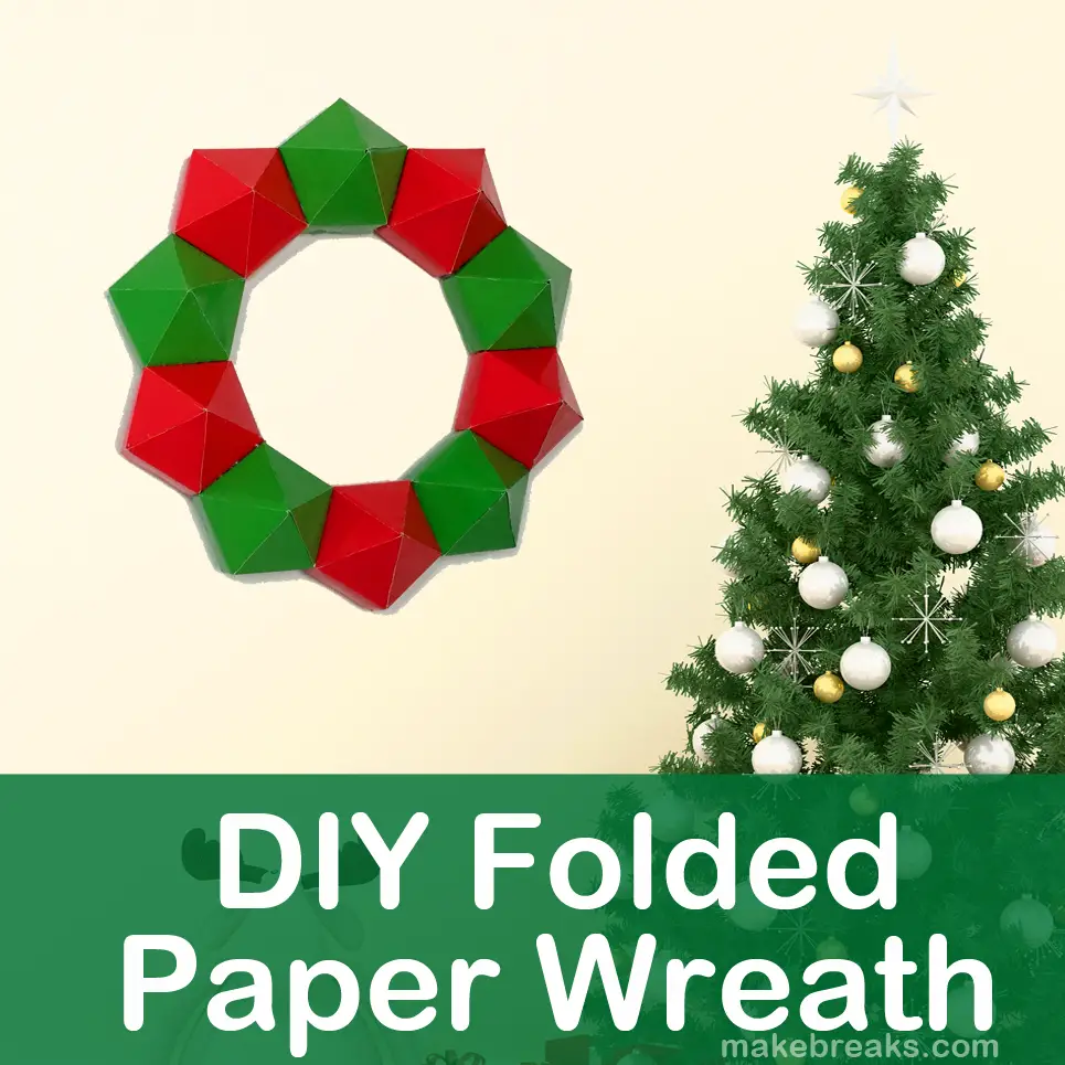 Folded paper wreath decor