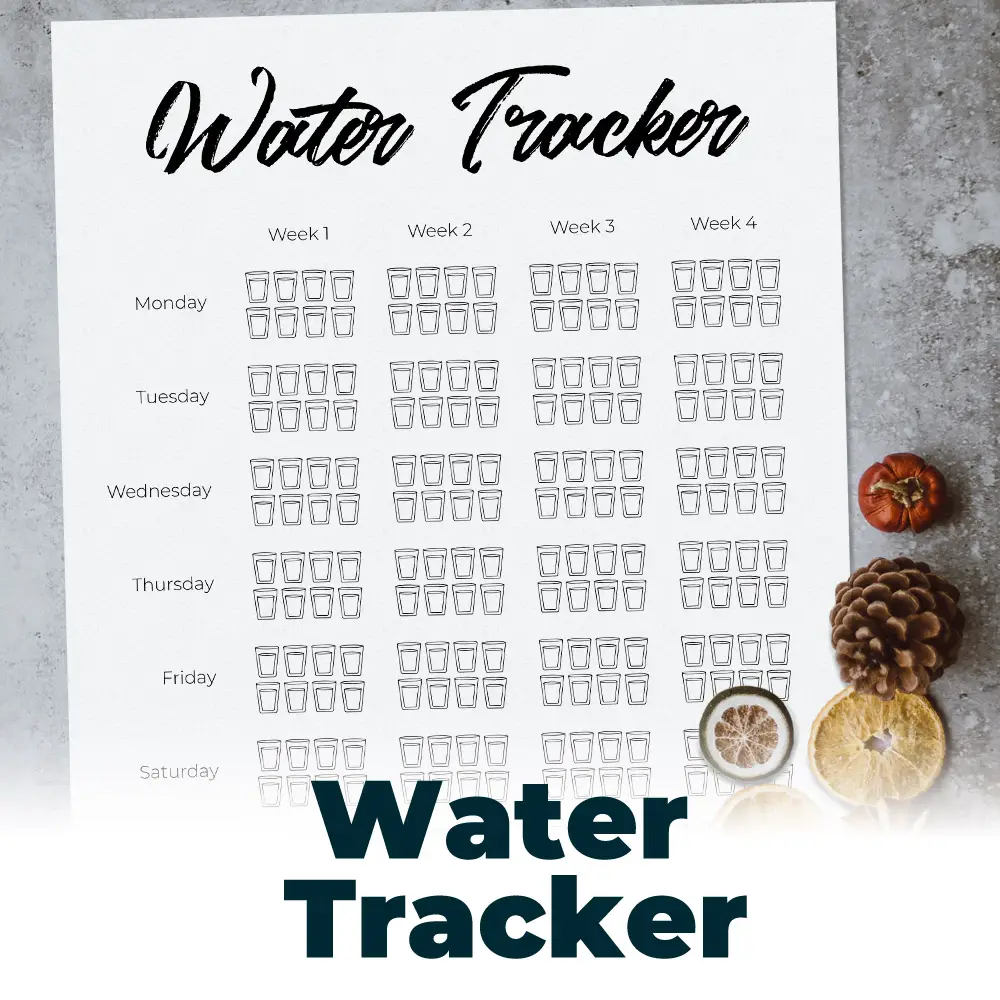 Free Water Tracker for Bullet Journals and Planners