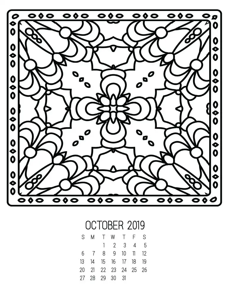 Coloring October Calendar