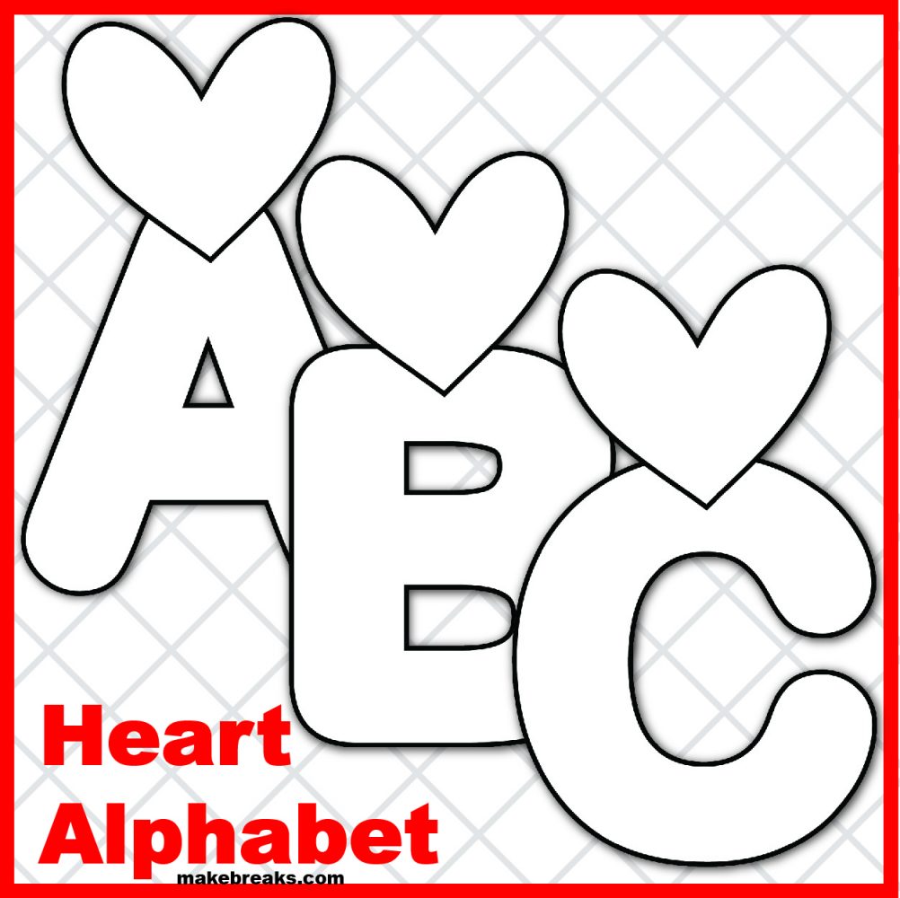 Free Heart Printable Alphabet for Valentine’s Day- Black and White
