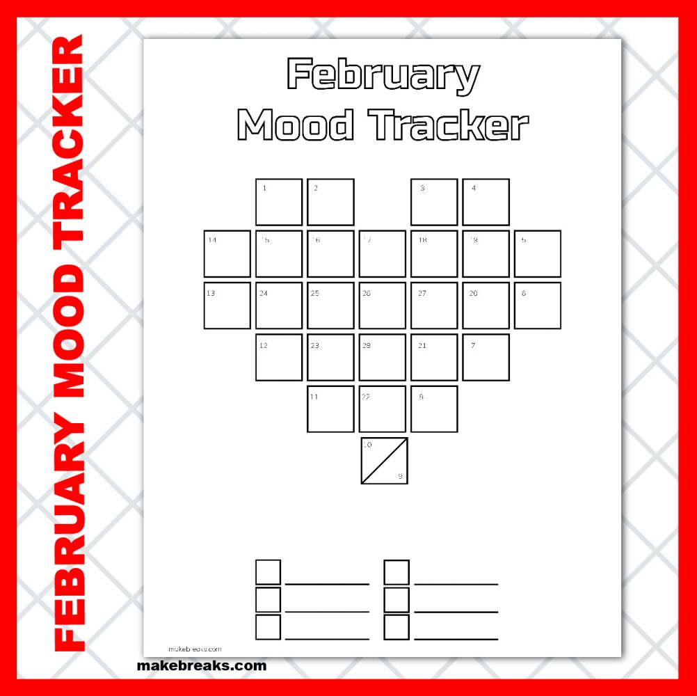 February Pixel Heart Mood Tracker