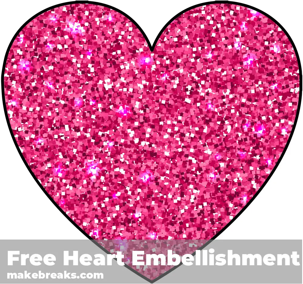 Free Printable Pink Glitter Heart Embellishment