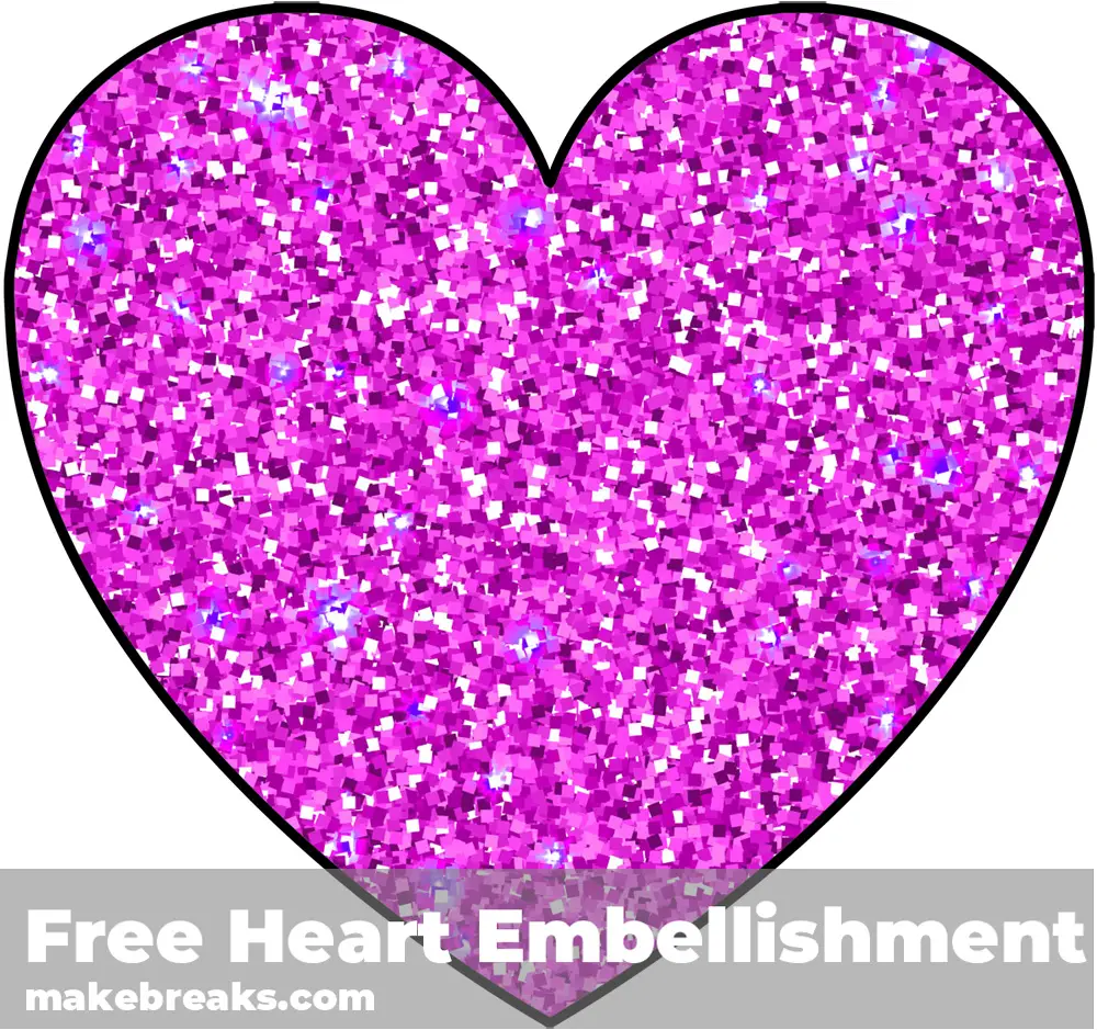 Free Printable Purple Glitter Heart Embellishment