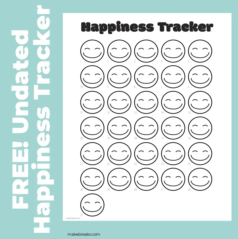 Happiness Tracker for Bullet Journals and Planners