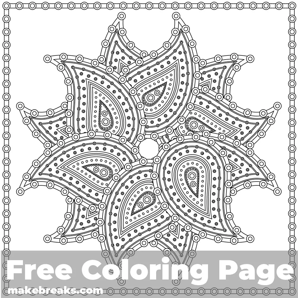 Download Paisley Mandala Coloring Page - Make Breaks