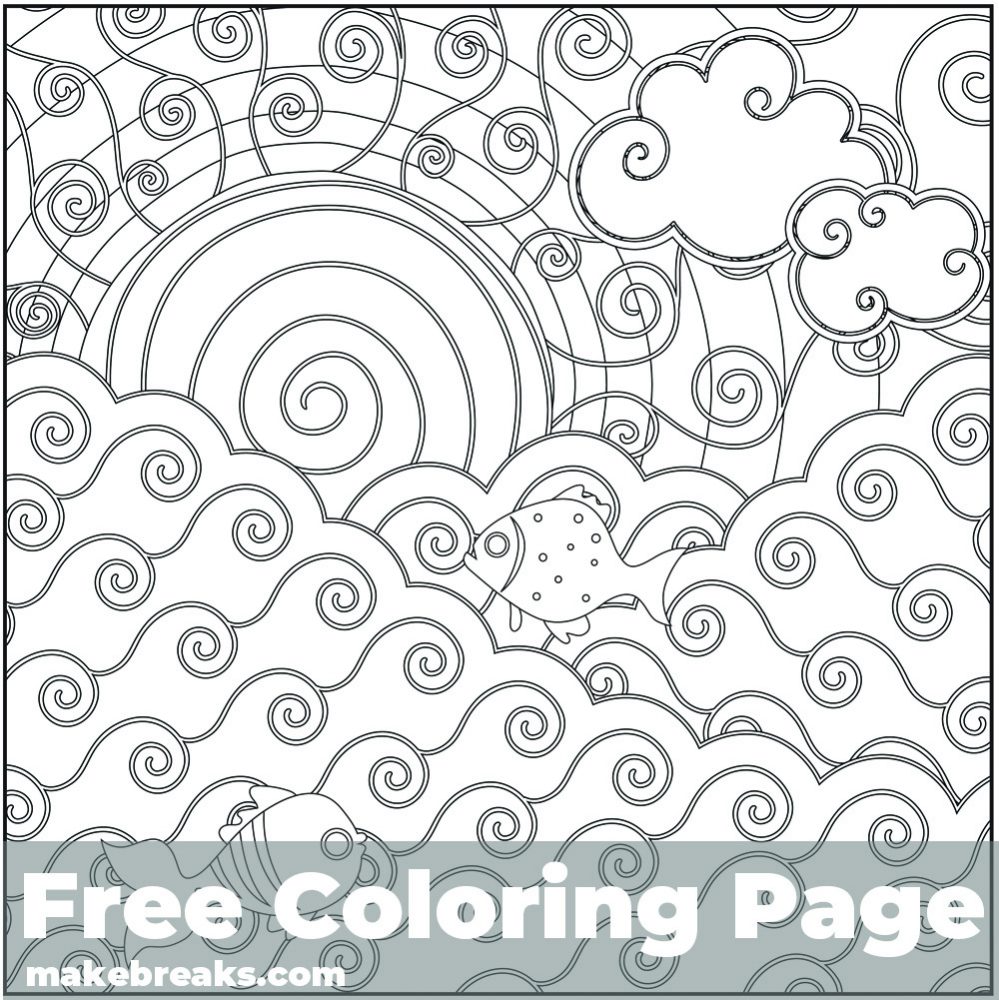 Sun Sea Coloring Page - Make Breaks