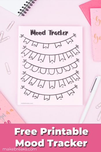 Free Printable Undated Bunting Mood Tracker - Make Breaks