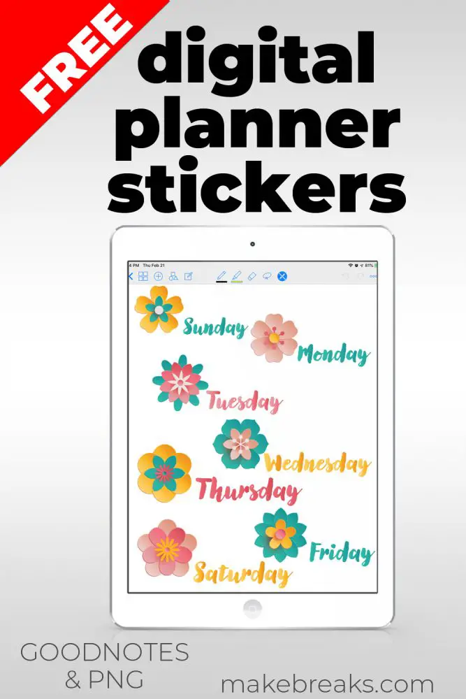 Free Digital Stickers for Goodnotes – Flower Days