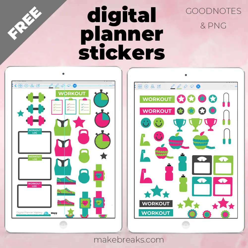 Free Digital Planner Stickers Fitness And Workout Make Breaks