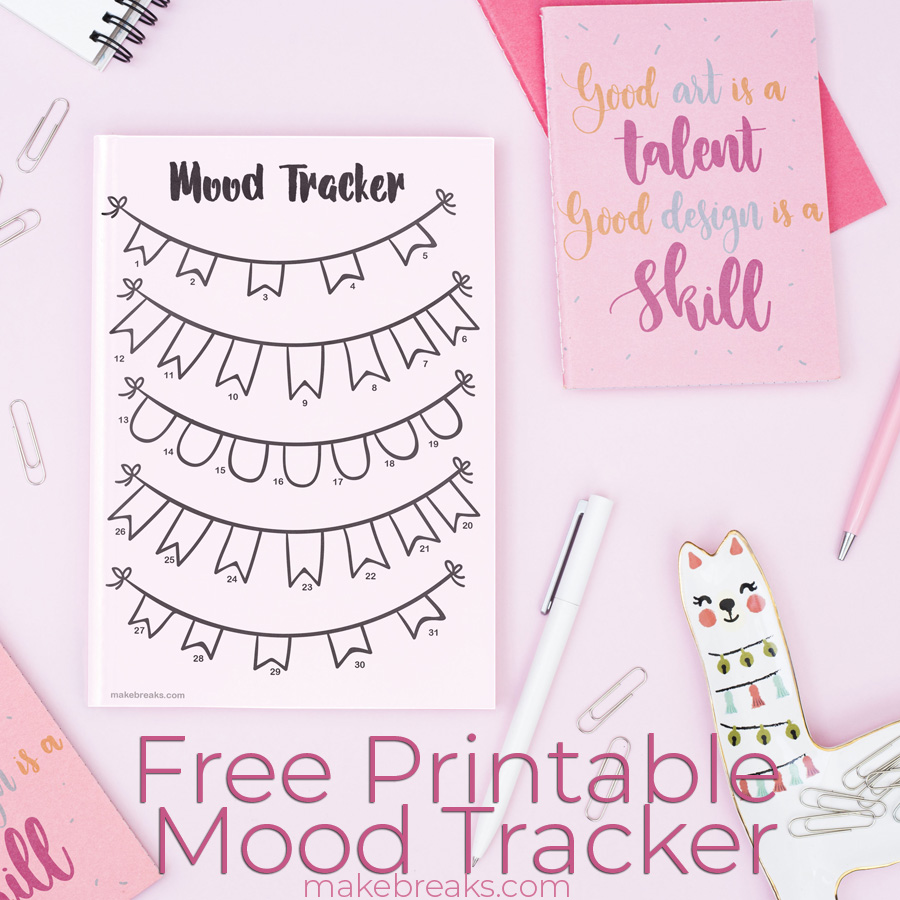 Free Printable Undated Bunting Mood Tracker