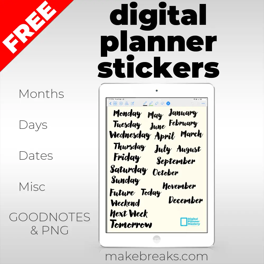 Free Digital Planner Stickers – Months, Days and Dates