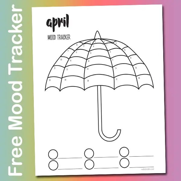 Free April Mood Tracker Tracking Page – Umbrella