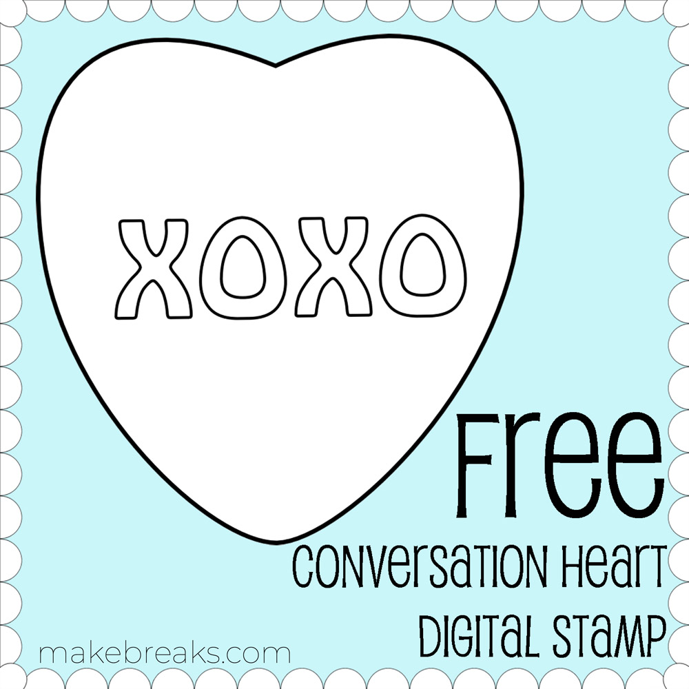 Free XOXO Heart Digital Stamp