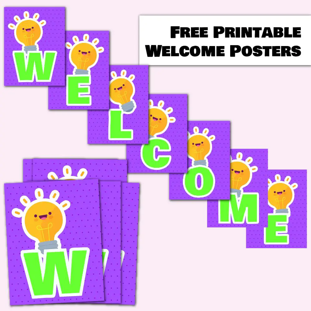 Free Cute Lightbulb Printable Welcome Posters for Back To School