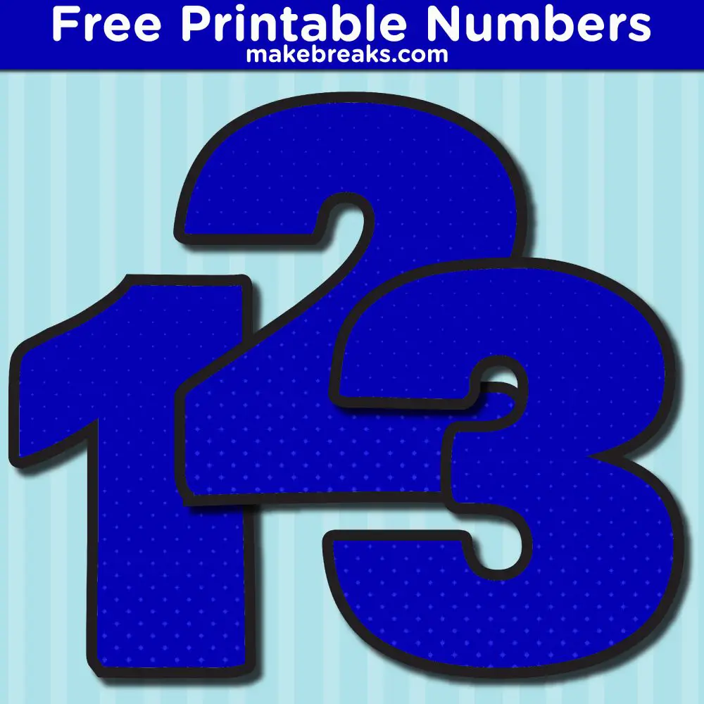 Free Printable Bold Blue Dot Numbers