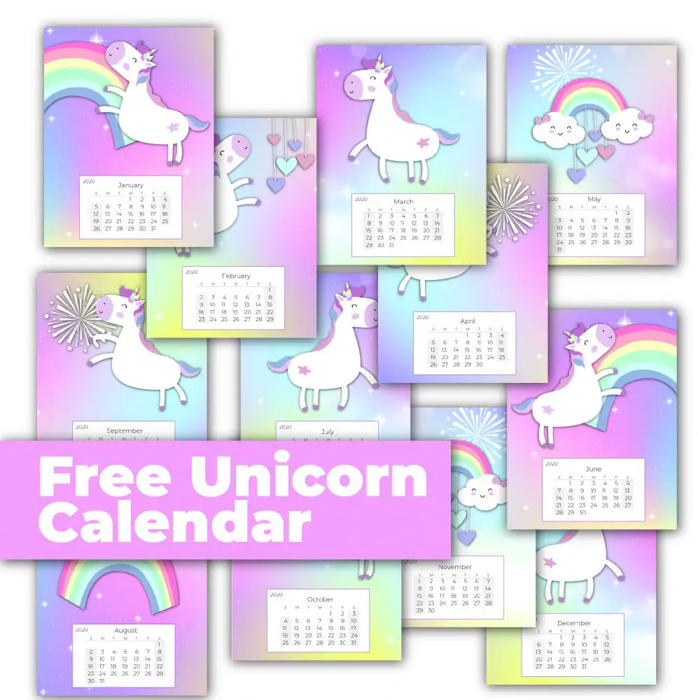 Free 12 Month Unicorn Calendar Make Breaks