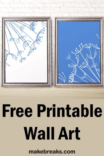 Free Printable Wall Art - Blue and White Dandelion - Make Breaks