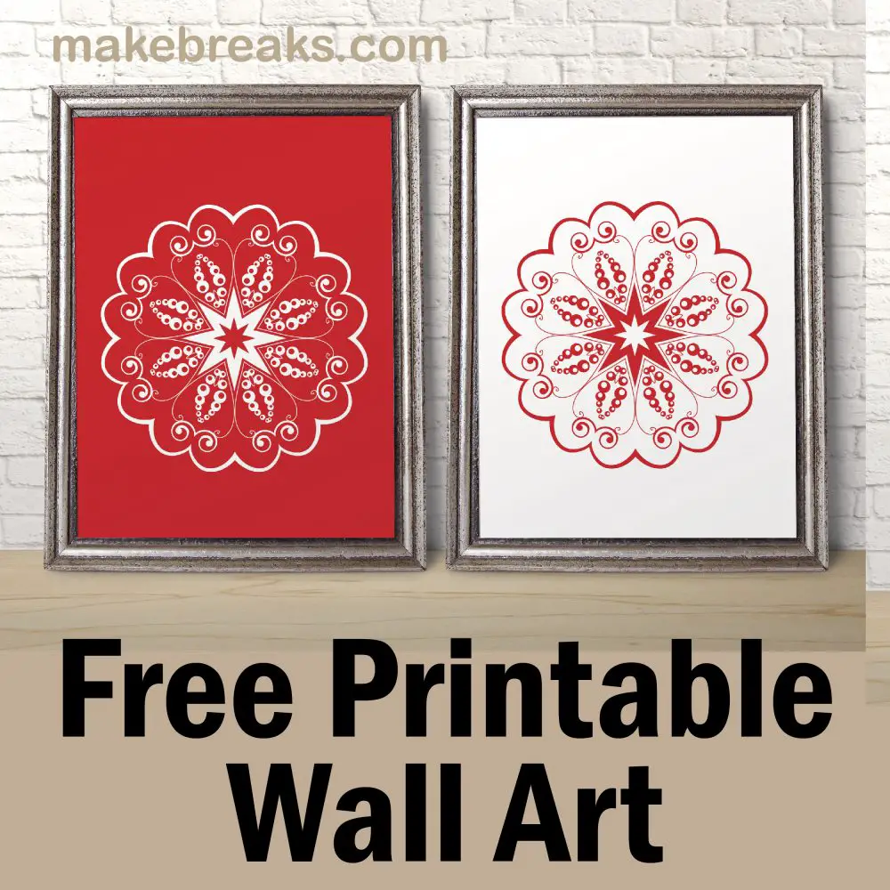 Free Printable Wall Art – Red and White Flower