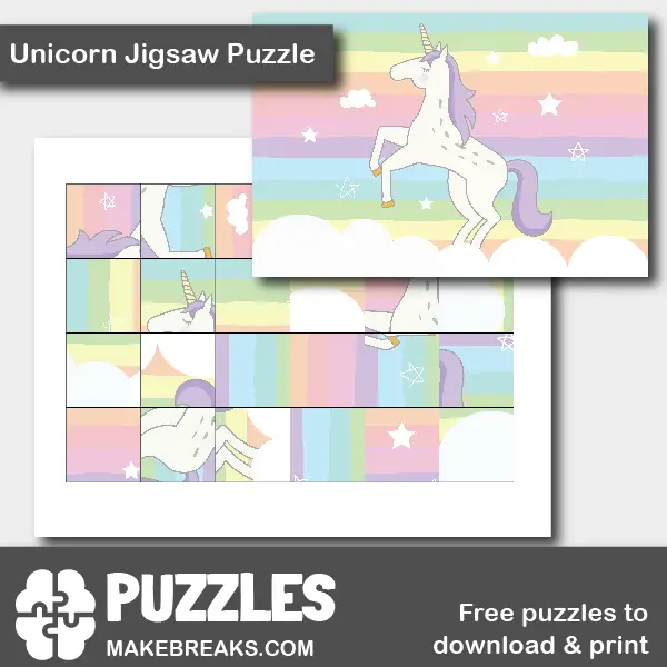 Free Printable Unicorn Jigsaw Puzzle