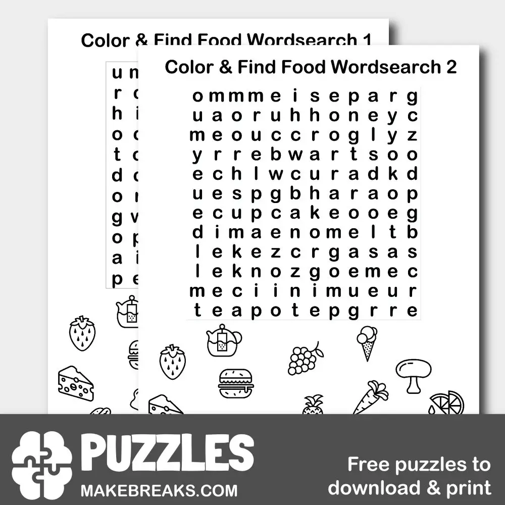 Color The Food Wordsearch