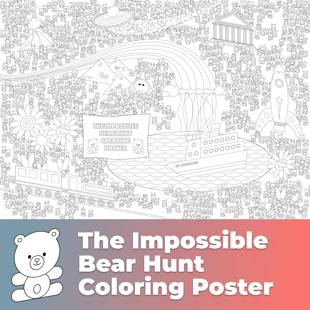 The Impossible Bear Hunt Coloring Poster – Huge Free Coloring Page